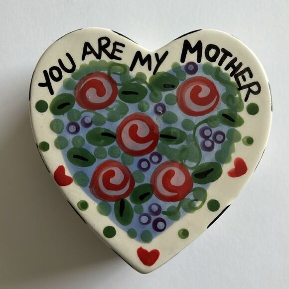 Trinket Box You Are My Mother Hand Painted Rainy Day Clay Floral - Picture 9 of 9